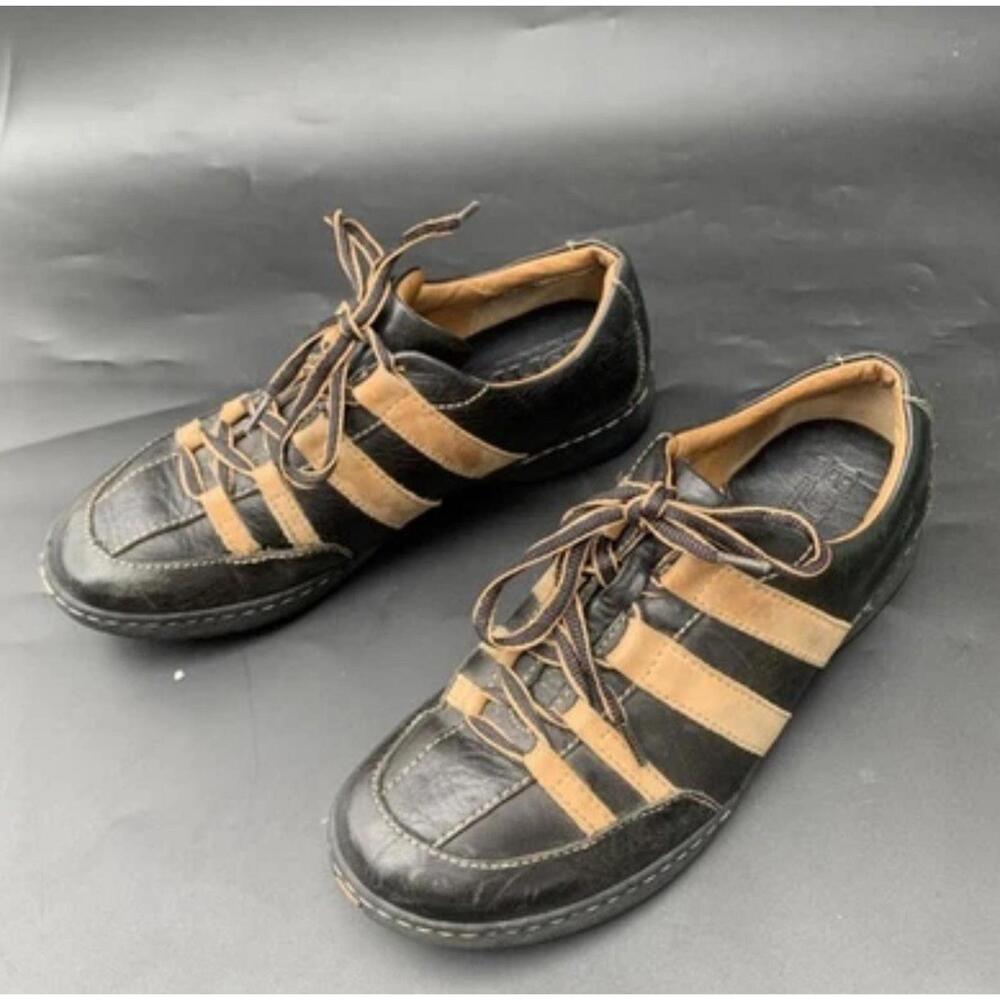 Born Men’s Sneakers Ashram Shoes Sz 8 Or 41 Genuine Leather Black Vintage Retro - Picture 2 of 11
